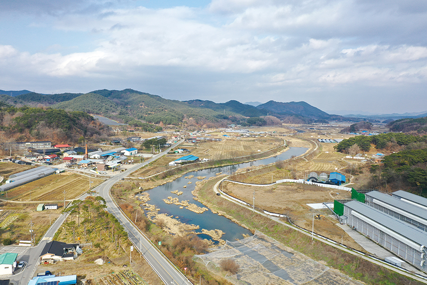 반계포구가 있었던 홍성군 장곡면 산성리 드론사진.
