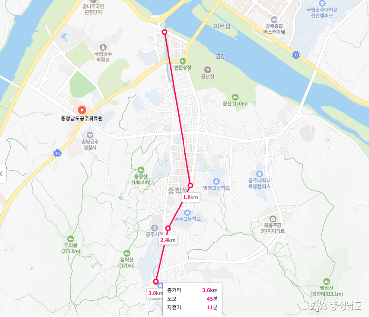 제민천 구간 표시