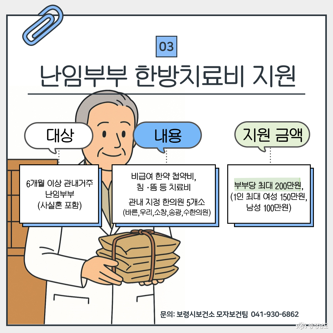 2025년 보령시 난임 한방치료비 지원 안내