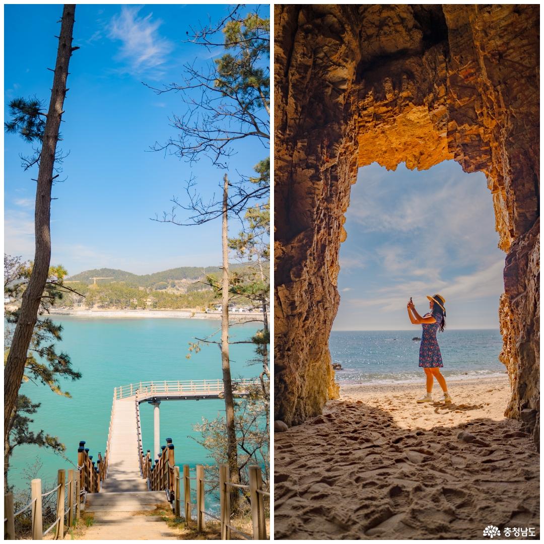 뭍닭섬 데크길&파도리 해식동굴