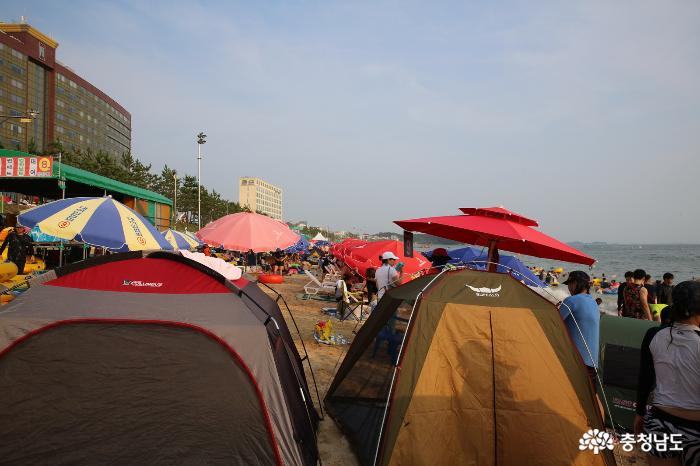 해수욕장의 텐트족들